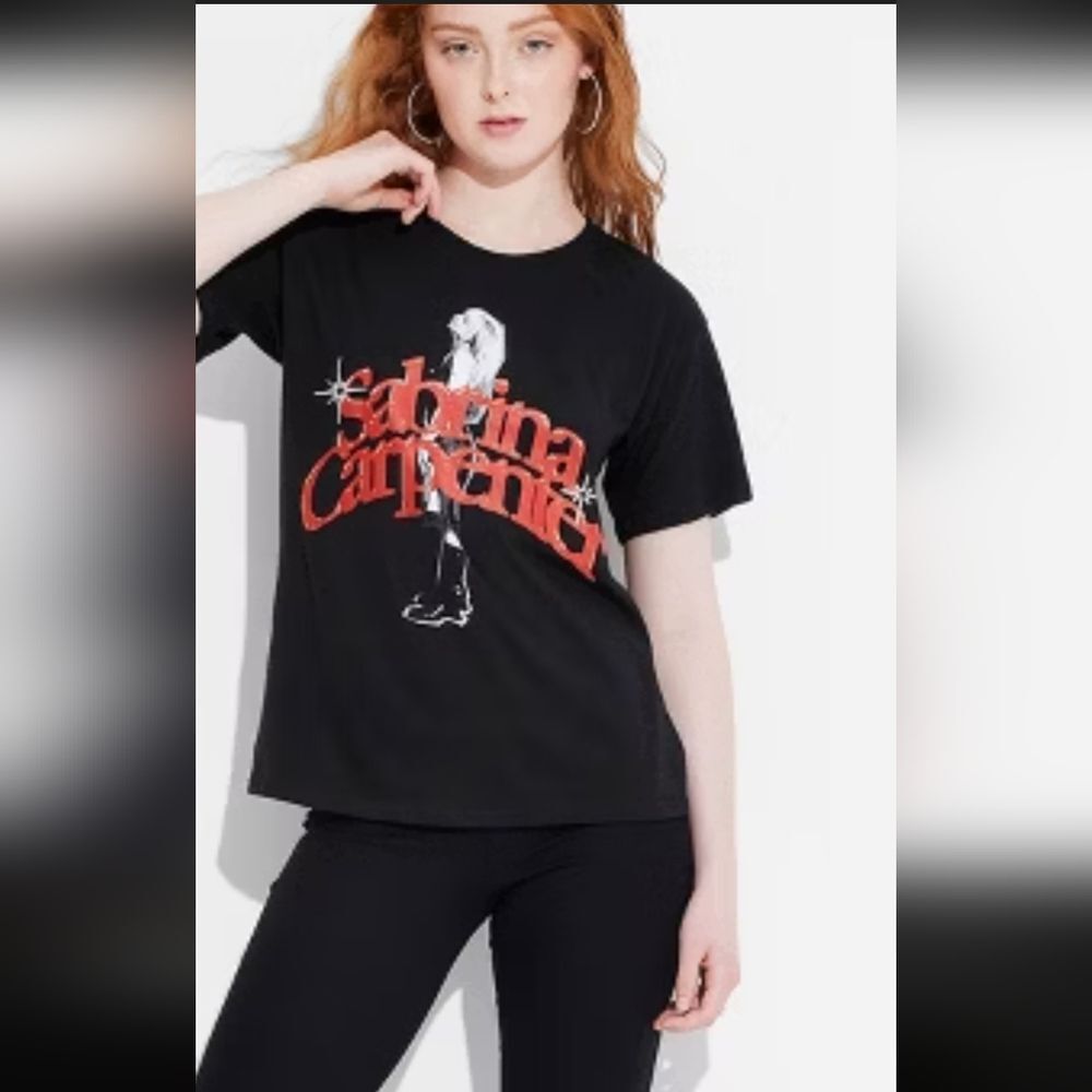 Black Graphic Tee with Red Lettering